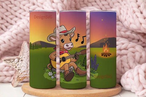 Cowboy Calf Campfire 20oz Tumbler Wrap Sublimation DesignSVG 