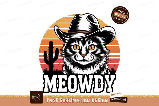 Cowboy Cat Meowdy Western Arizona Design Sublimation Designangry 