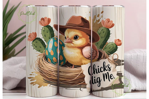 Cowboy Chick Easter 20oz Tumbler Wrap Sublimation PixelChick 