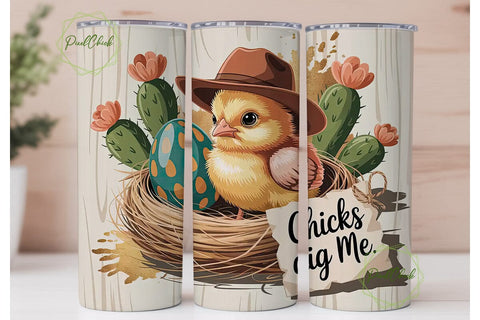 Cowboy Chick Easter 20oz Tumbler Wrap Sublimation PixelChick 