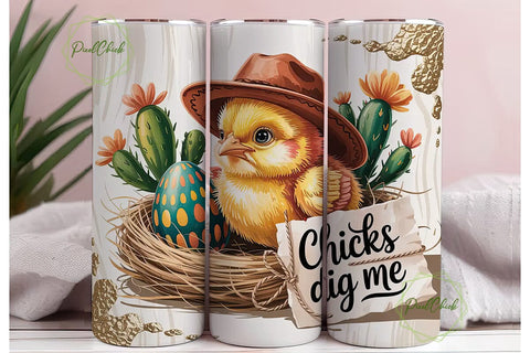 Cowboy Chick Easter 20oz Tumbler Wrap Sublimation PixelChick 