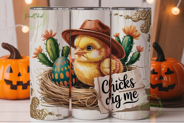 Cowboy Chick Easter 20oz Tumbler Wrap Sublimation PixelChick 