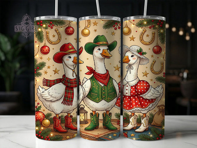 Cowboy Christmas Geese 20oz Tumbler, Cowboy Christmas, Christmas Geese, Cowboy Geese, Geese Tumbler, Cowboy Geese PNG, Christmas Geese PNG, 20oz Tumbler Wrap Sublimation SvggirlplusArt 