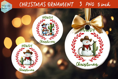 Cowboy Christmas Ornament Sublimation Sublimation Helga Art 