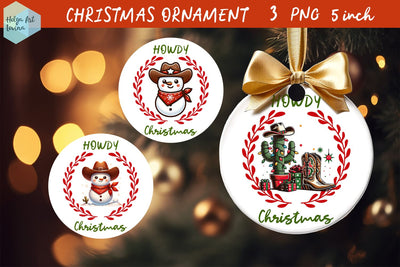 Cowboy Christmas Ornament Sublimation Sublimation Helga Art 