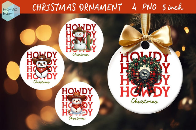 Cowboy Christmas Ornament Sublimation Sublimation Helga Art 