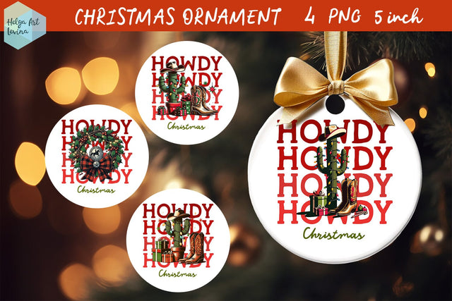 Cowboy Christmas Ornament Sublimation Sublimation Helga Art 