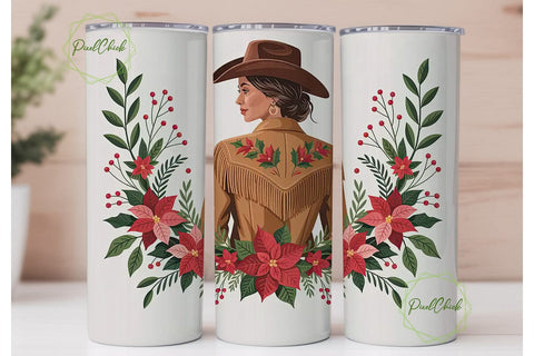 Cowboy Christmas Tumbler Wrap Sublimation PixelChick 