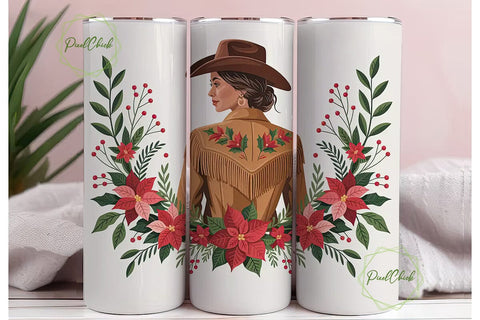 Cowboy Christmas Tumbler Wrap Sublimation PixelChick 