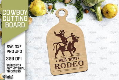 Cowboy Cutting Board Laser Cut. Serving Board SVG SVG Evgenyia Guschina 