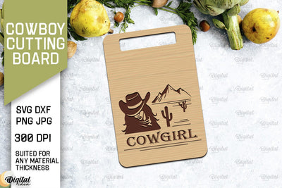 Cowboy Cutting Board Laser Cut. Serving Board SVG SVG Evgenyia Guschina 