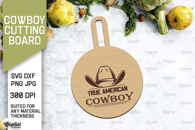 Cowboy Cutting Board Laser Cut. Serving Board SVG SVG Evgenyia Guschina 
