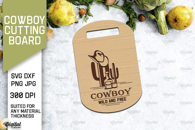 Cowboy Cutting Board Laser Cut. Serving Board SVG SVG Evgenyia Guschina 