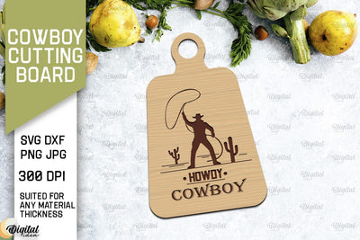Cowboy Cutting Board Laser Cut. Serving Board SVG SVG Evgenyia Guschina 