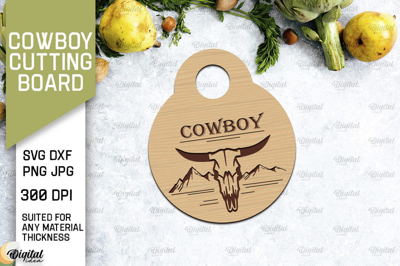 Cowboy Cutting Board Laser Cut. Serving Board SVG SVG Evgenyia Guschina 