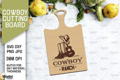 Cowboy Cutting Board Laser Cut. Serving Board SVG SVG Evgenyia Guschina 