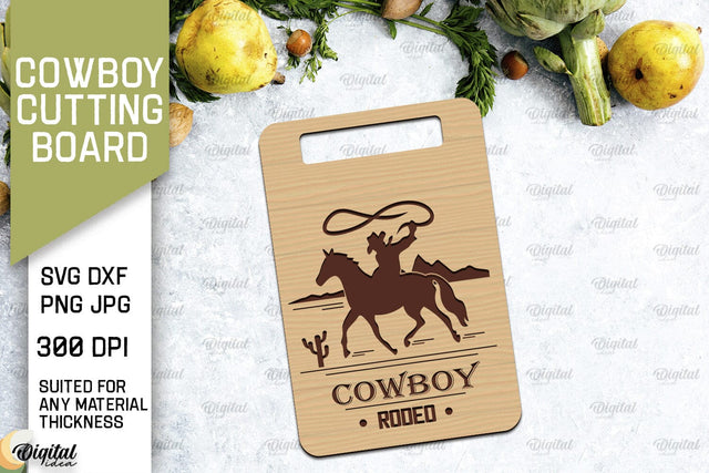 Cowboy Cutting Board Laser Cut. Serving Board SVG SVG Evgenyia Guschina 