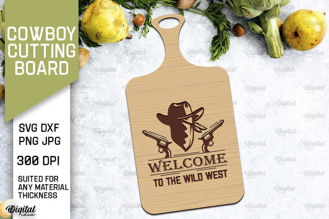 Cowboy Cutting Board Laser Cut. Serving Board SVG SVG Evgenyia Guschina 