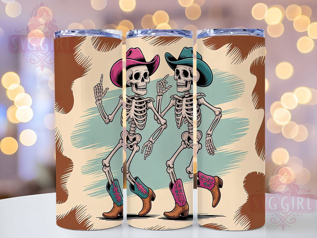 Cowboy Dancing Skeleton Halloween Tumbler, Dancing Skeleton Wrap, 20oz Sublimation, Western Skeleton Cup, Halloween Cowboy Design, Spooky Tumbler Wrap, Country Skeleton Gift Sublimation SvggirlplusArt 