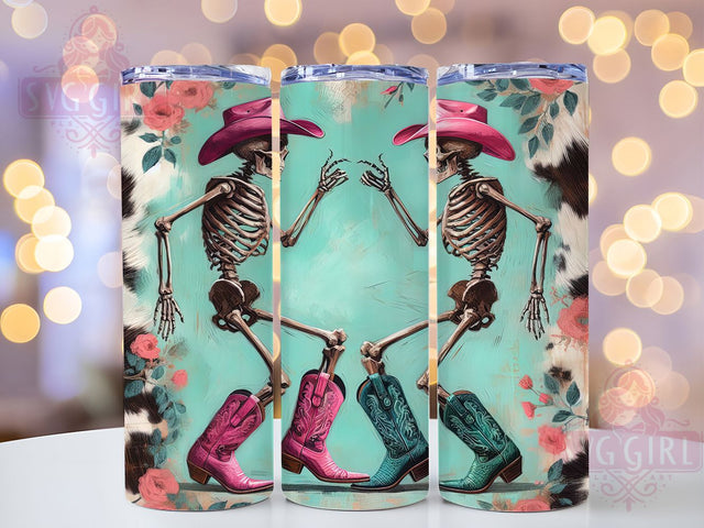 Cowboy Dancing Skeleton Halloween Tumbler, Dancing Skeleton Wrap, 20oz Sublimation, Western Skeleton Cup, Halloween Cowboy Design, Spooky Tumbler Wrap, Country Skeleton Gift Sublimation SvggirlplusArt 