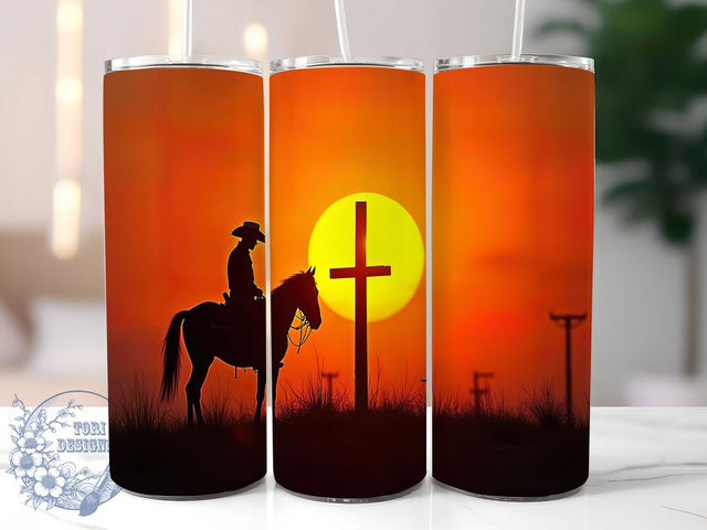 Cowboy Faith Cross 20oz Tumbler Wrap, Western Christian Mug, Kneeling Cowboy Cup, Rustic Cross Design, Country Prayer Wrap, Religious Cowboy Gift, Sublimation Tumbler Wrap Sublimation ToriDesigns 