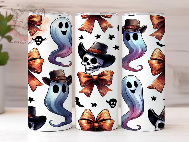 Cowboy Ghost 20oz Tumbler Png, Straight & Tapered Tumbler Png, Spooky Season Tumbler Png, Digital Download PNG Sublimation Lara' s Designs 