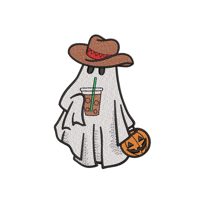Cowboy Ghost Embroidery Design, Halloween Western Embroidery, Halloween Boo Haw Embroidery Design, 3 sizes, Instant Download Embroidery/Applique DESIGNS Nino Nadaraia 