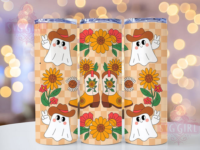 Cowboy Ghost Fall Tumbler Wrap, Cute Fall Ghost Wrap, 20oz Sublimation, Autumn Western Cup, Cowboy Ghost Mug, Fall Halloween Tumbler, Spooky Western Drinkware Sublimation SvggirlplusArt 