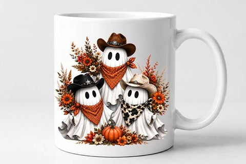 Cowboy Ghost Family Halloween PNG, Western Sublimation Design SVG BillahCrafts 
