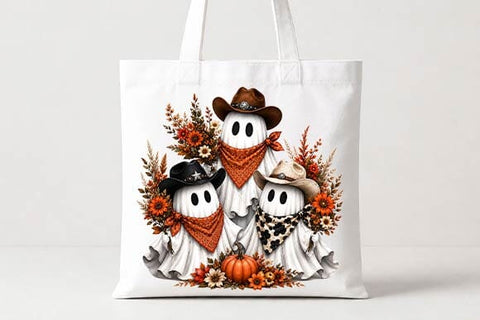 Cowboy Ghost Family Halloween PNG, Western Sublimation Design SVG BillahCrafts 