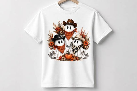 Cowboy Ghost Family Halloween PNG, Western Sublimation Design SVG BillahCrafts 