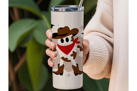 Cowboy Ghost Halloween Tumbler Wrap Sublimation DesignSVG 