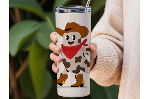 Cowboy Ghost Halloween Tumbler Wrap Sublimation DesignSVG 