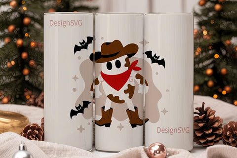 Cowboy Ghost Halloween Tumbler Wrap Sublimation DesignSVG 