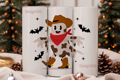 Cowboy Ghost Halloween Tumbler Wrap Sublimation DesignSVG 
