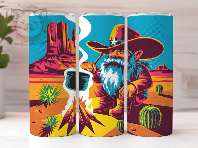 Cowboy Gnome 20oz Tumbler, Western Gnome Wrap, Rustic Cowboy Sublimation Design, Cute Gnome Tumbler, 20oz Tumbler Wrap, Sublimation Design PNG, Country Western Gift Sublimation Lara' s Designs 