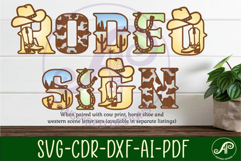 Cowboy hat and boot letters alphabet set x 26 SVG APInspireddesigns 