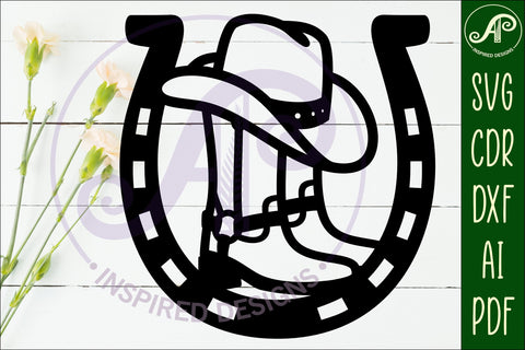 cowboy hat and boots wall art sign, SVG file. vector SVG APInspireddesigns 