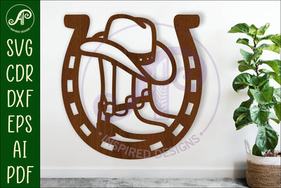 cowboy hat and boots wall art sign, SVG file. vector SVG APInspireddesigns 