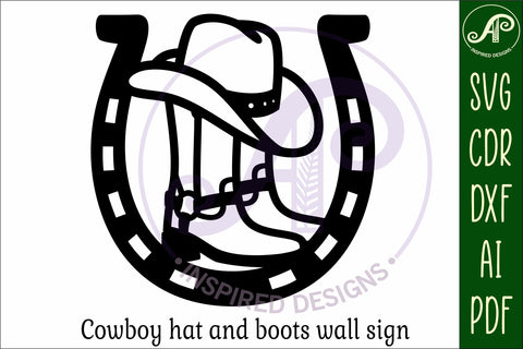 cowboy hat and boots wall art sign, SVG file. vector SVG APInspireddesigns 