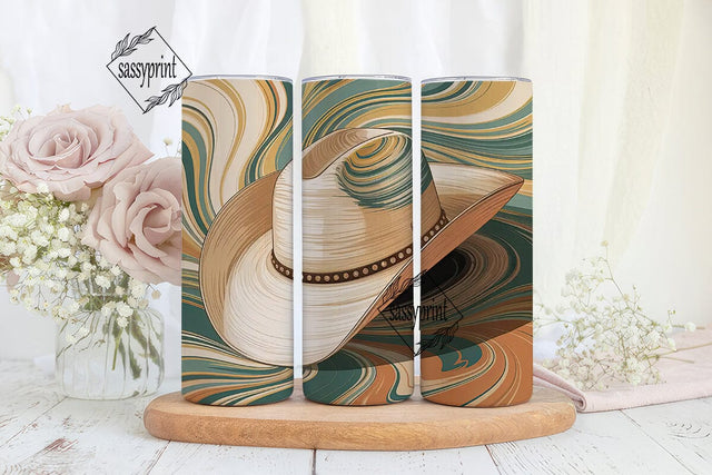 Cowboy Hat Marble 20oz Tumbler Wrap Sublimation sassyprint 