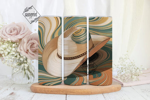 Cowboy Hat Marble 20oz Tumbler Wrap Sublimation sassyprint 