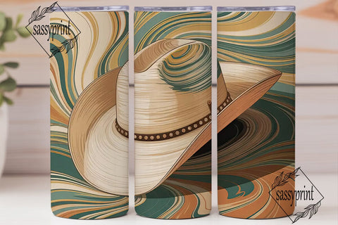 Cowboy Hat Marble 20oz Tumbler Wrap Sublimation sassyprint 