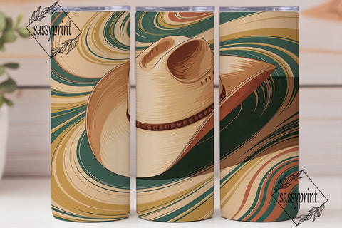 Cowboy Hat Marble 20oz Tumbler Wrap Sublimation sassyprint 