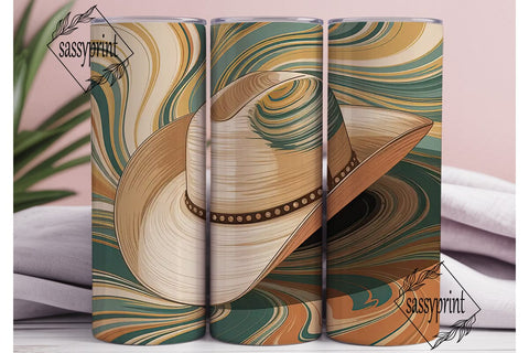 Cowboy Hat Marble 20oz Tumbler Wrap Sublimation sassyprint 