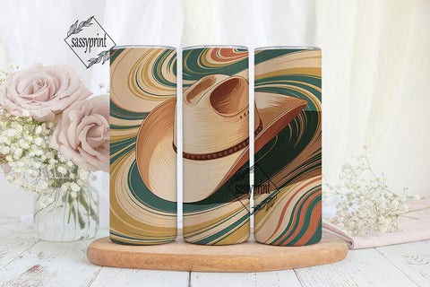 Cowboy Hat Marble 20oz Tumbler Wrap Sublimation sassyprint 