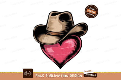 Cowboy Hat On Heart Sublimation Design Sublimation Designangry 