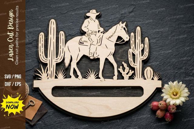 Cowboy Horse Name Sign SVG Laser Cut Design | Western Desert Pattern SVG Regulrcrative 