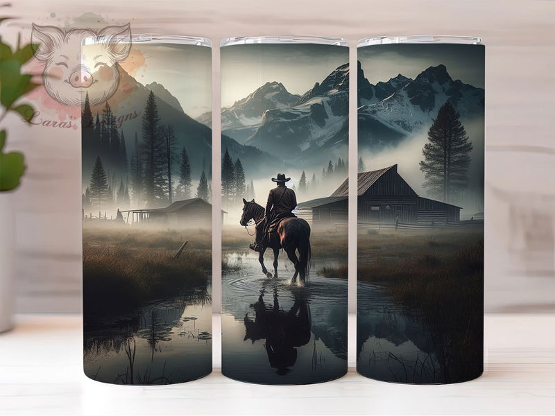 Cowboy Horse Riding Valley 20oz Tumbler, Cowboy Tumbler, Horse Riding, Valley Scene, Sublimation Design, 20oz Tumbler, Western Decor, Equestrian Gifts Sublimation Lara' s Designs 