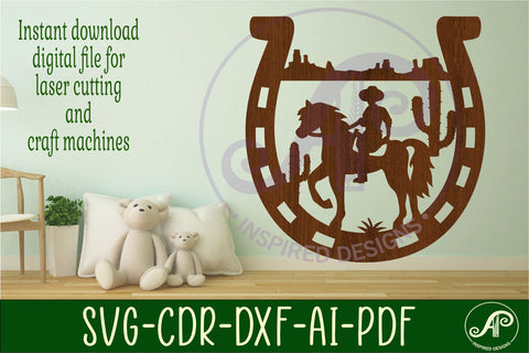 Cowboy Horse shoe wall art sign, SVG file SVG APInspireddesigns 